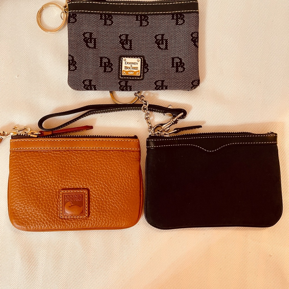Dooney & Bourke Black, Brown, and Logo Wristlet Set